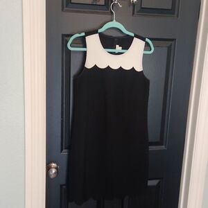 EUC JCrew Women's black and white scalloped dress size 4